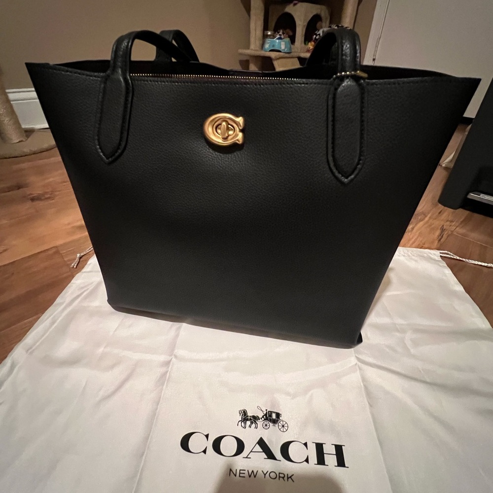Coach Black Tote with Gold Accent